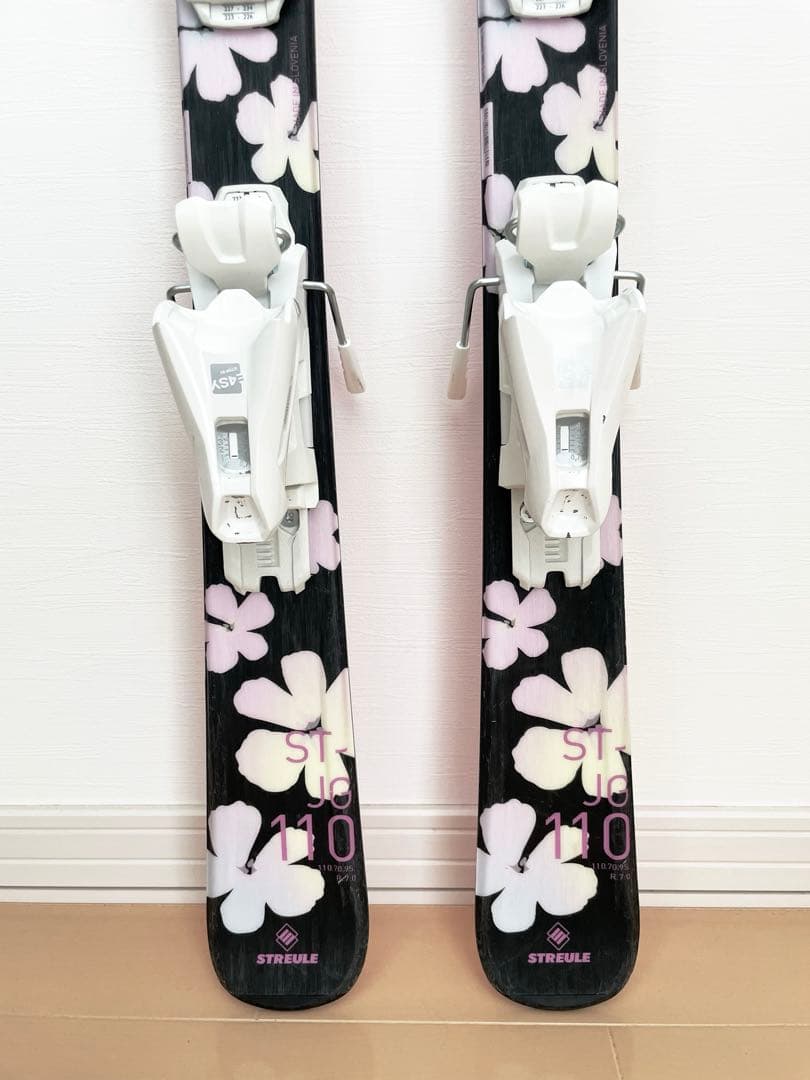 美品 STREULE シュトロイレ スキー板 ジュニア 花柄 フラワー 110
