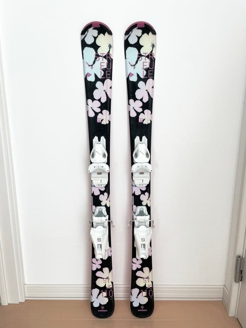美品 STREULE シュトロイレ スキー板 ジュニア 花柄 フラワー 110