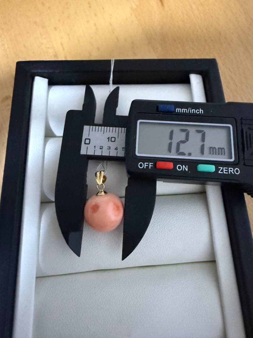 K18金　珊瑚 ペンダント　ピンク珊瑚 サンゴ 約12.7mm