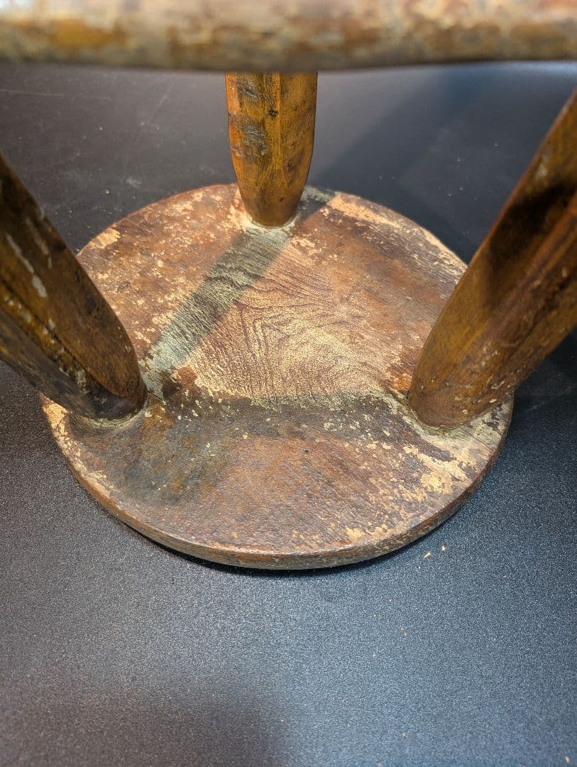 木製スツール 丸椅子 無垢材 三脚 昭和レトロ ヴィンテージ アンティーク 骨董