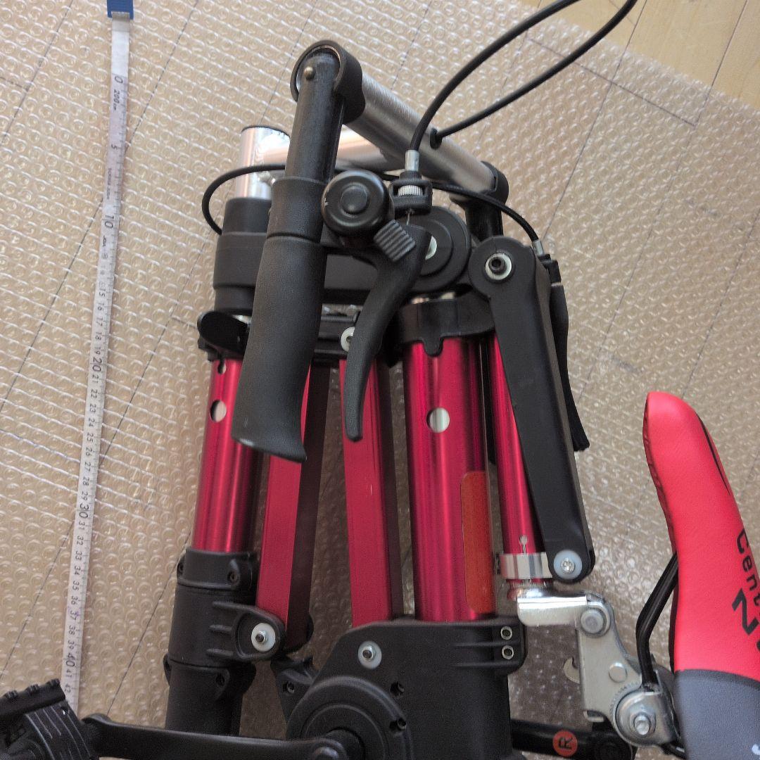 折りたたみ自転車 黒赤 コンパクト収納　 軽量 高さ4段階