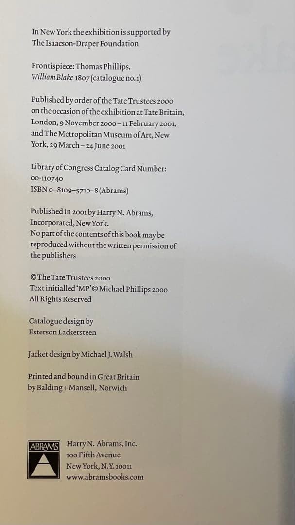 洋書（英語）WILLIAM BLAKE　ウィリアム・ブレイク　２００1年　大型本