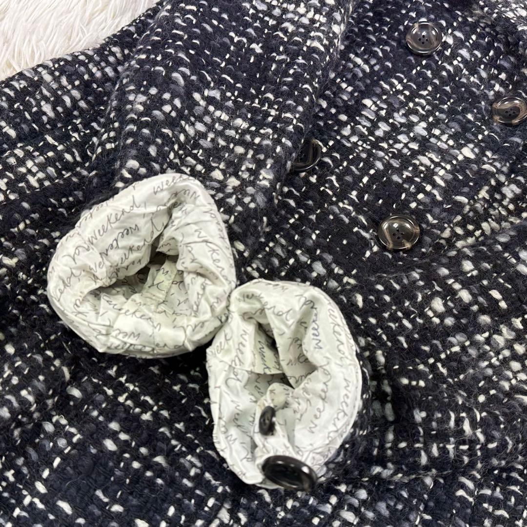 美品✨マックスマーラ 2WAY ツイード ファーコート ペプラム モヘア混