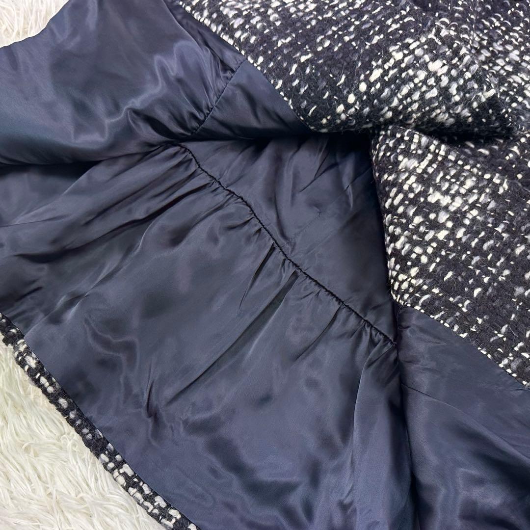 美品✨マックスマーラ 2WAY ツイード ファーコート ペプラム モヘア混