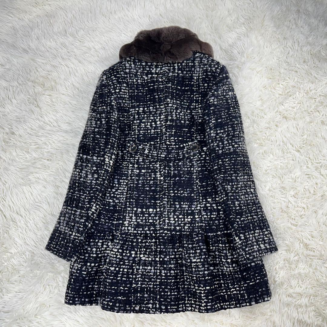 美品✨マックスマーラ 2WAY ツイード ファーコート ペプラム モヘア混