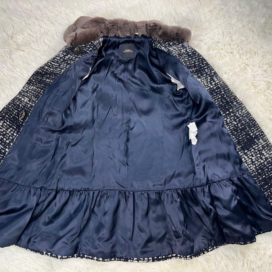 美品✨マックスマーラ 2WAY ツイード ファーコート ペプラム モヘア混