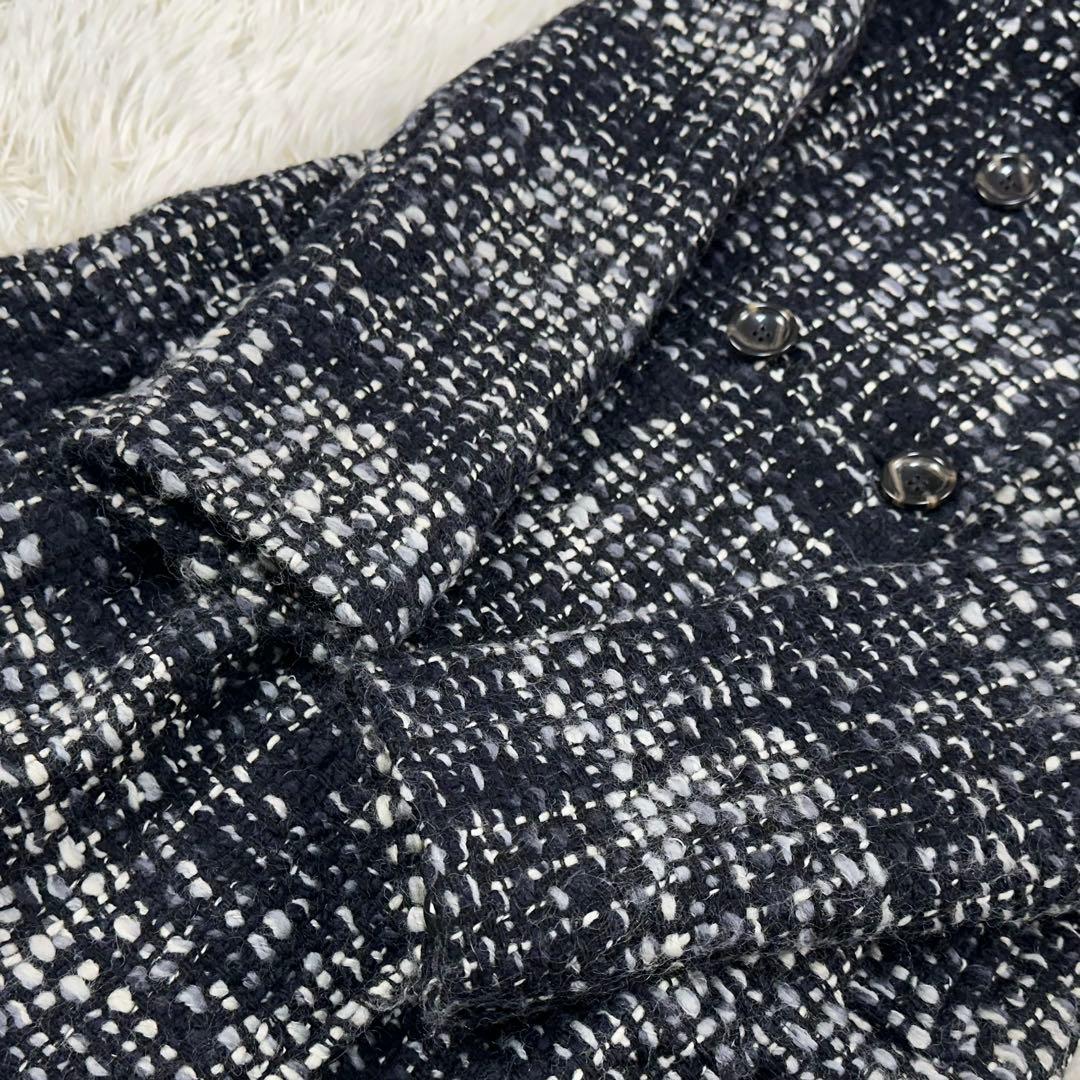 美品✨マックスマーラ 2WAY ツイード ファーコート ペプラム モヘア混