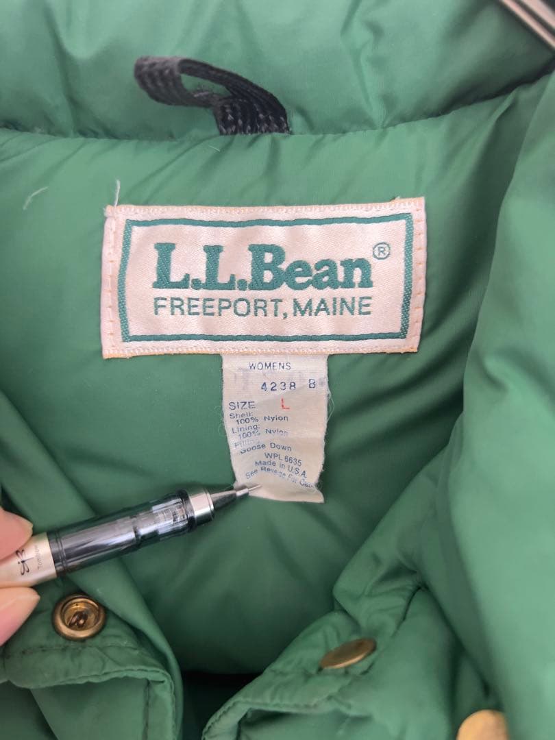 L.L.Bean グリーン ダウンベスト Lサイズ　80s