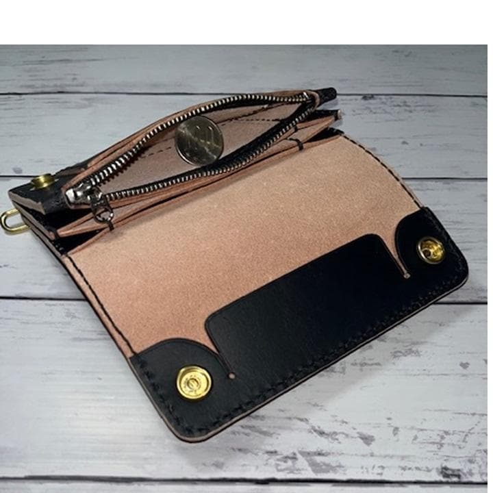 na0 ④ミドルトラッカーウォレット/姫路レザー茶芯/金具真鍮42タロン