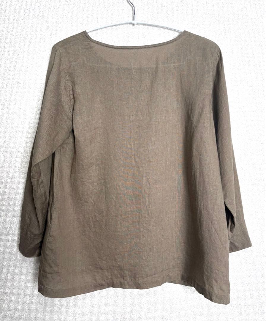 wafu トップス　快適なトップス　榛色　リネン