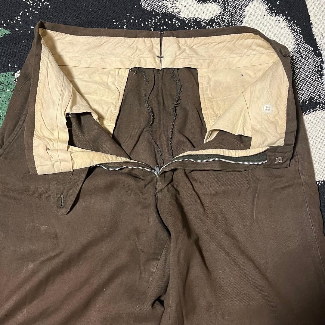 50s 60s レーヨン ギャバジン ドレープ スラックス 茶色 ヴィンテージ