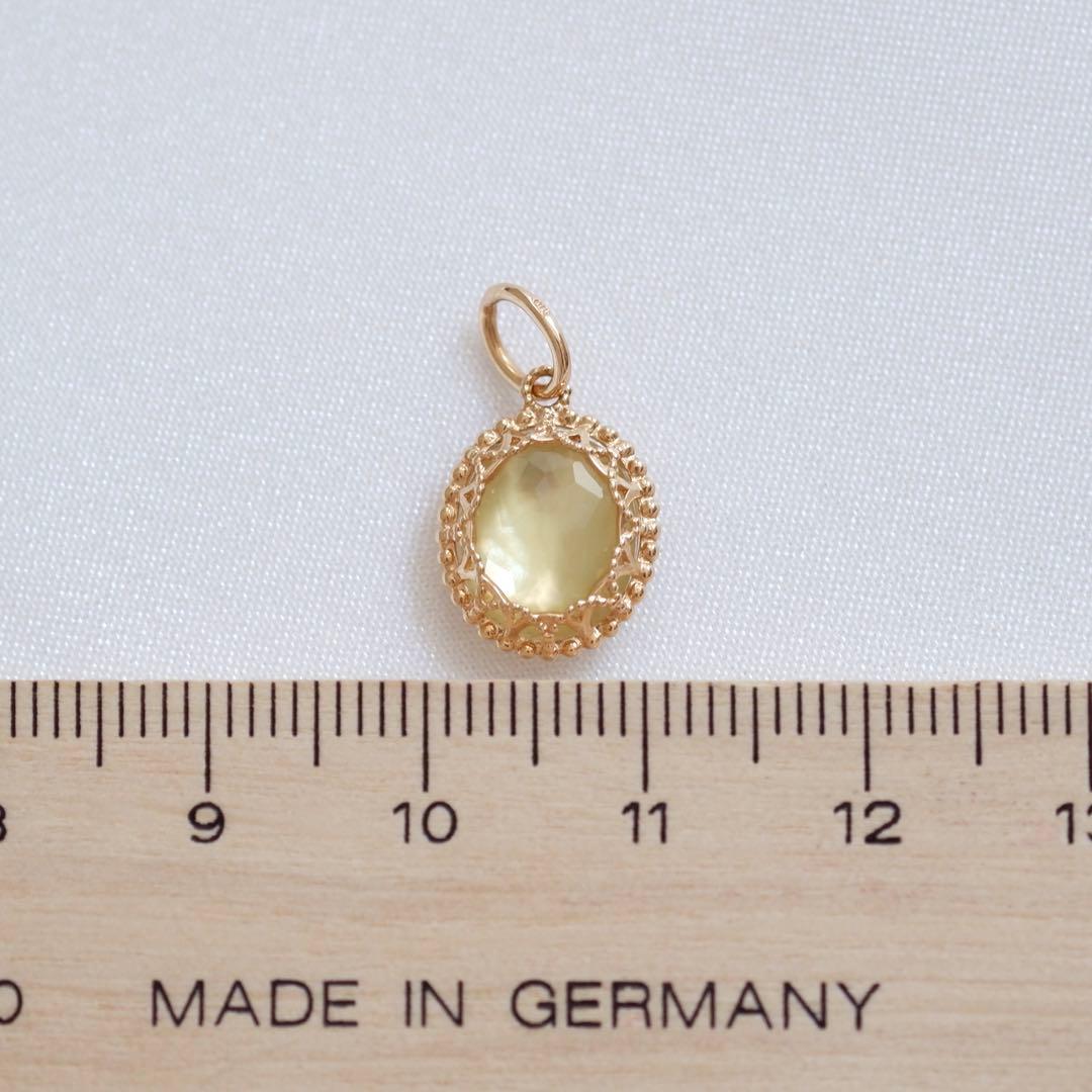 アガット agete ペンダントトップ チャーム 白蝶貝 レモンクォーツ K10