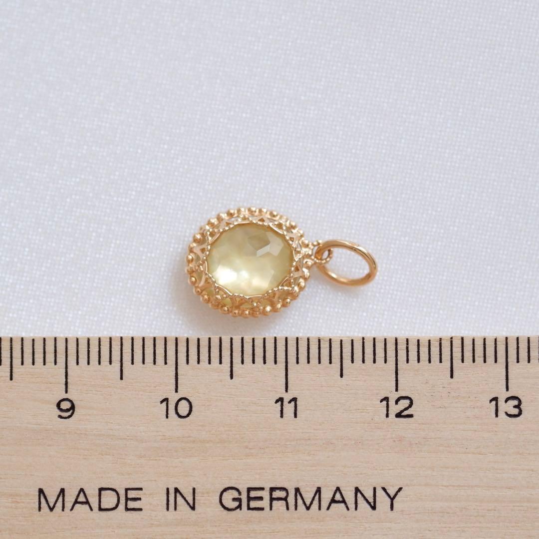 アガット agete ペンダントトップ チャーム 白蝶貝 レモンクォーツ K10