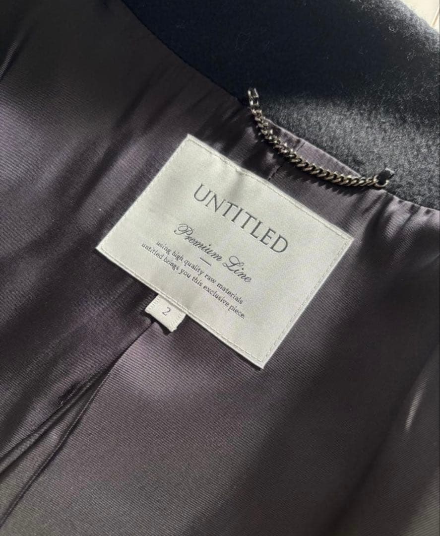 アンタイトル ロングコート ノーカラー コート ラップコート ブラック