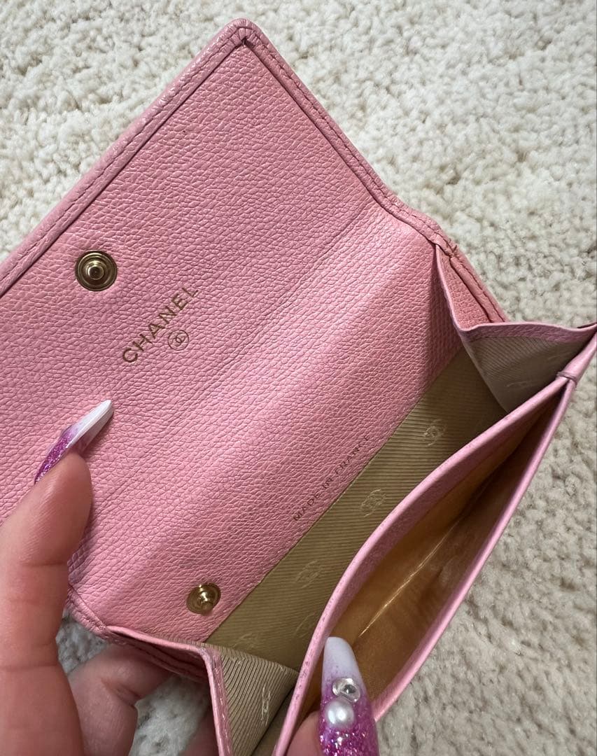 激安♡本物♡CHANEL♡ココマーク♡カードキーリングミニ財布♡ピンク