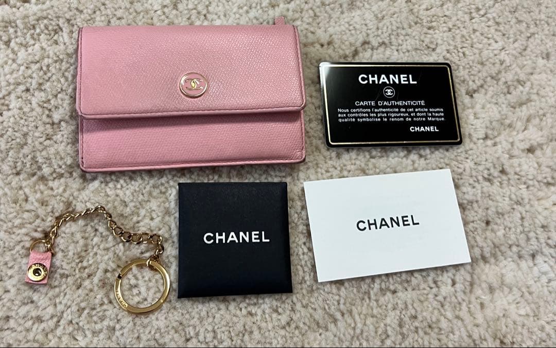 激安♡本物♡CHANEL♡ココマーク♡カードキーリングミニ財布♡ピンク