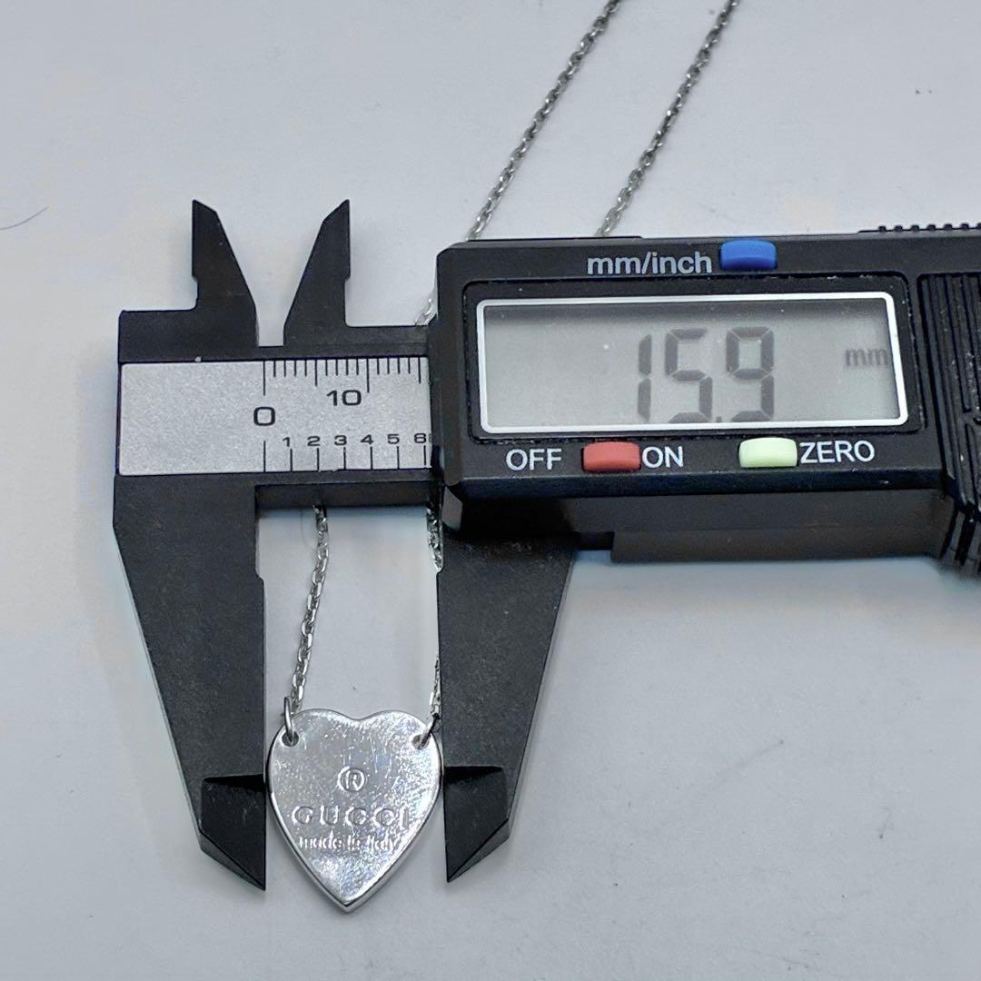 GUCCI グッチ トレードマーク ハートプレート ネックレス シルバー 袋付き