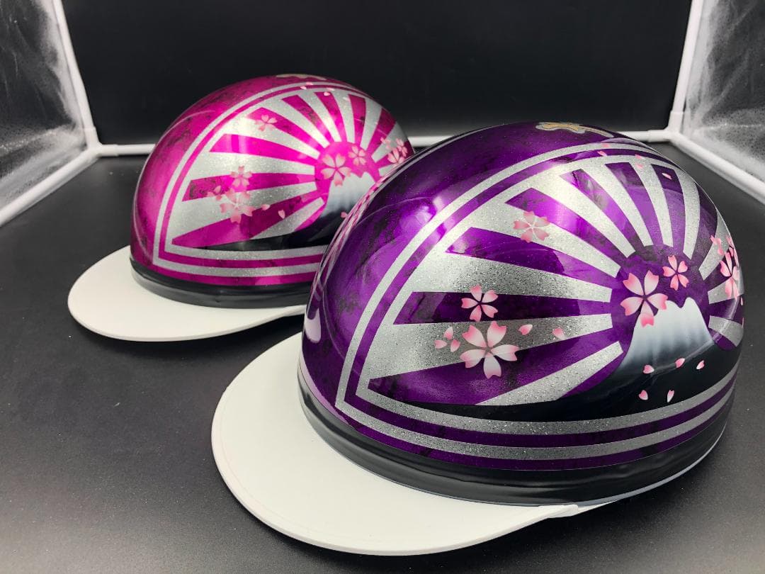 コルク半　カスタム　富士日章　三つボタン　ピンクパープルラップ　ラメ　桜　セット