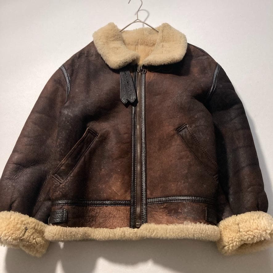 【り】グリーマン B-3 フライトジャケット L 羊革 ムートンブラウン
