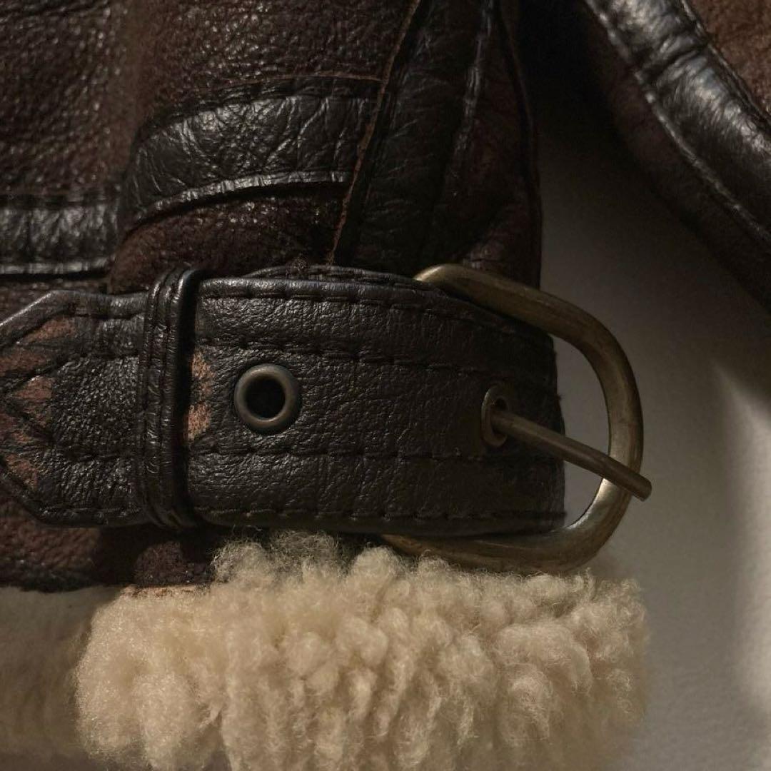 【り】グリーマン B-3 フライトジャケット L 羊革 ムートンブラウン