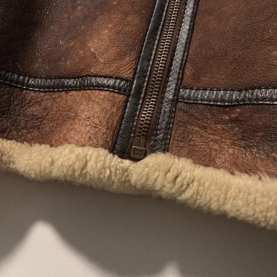 【り】グリーマン B-3 フライトジャケット L 羊革 ムートンブラウン