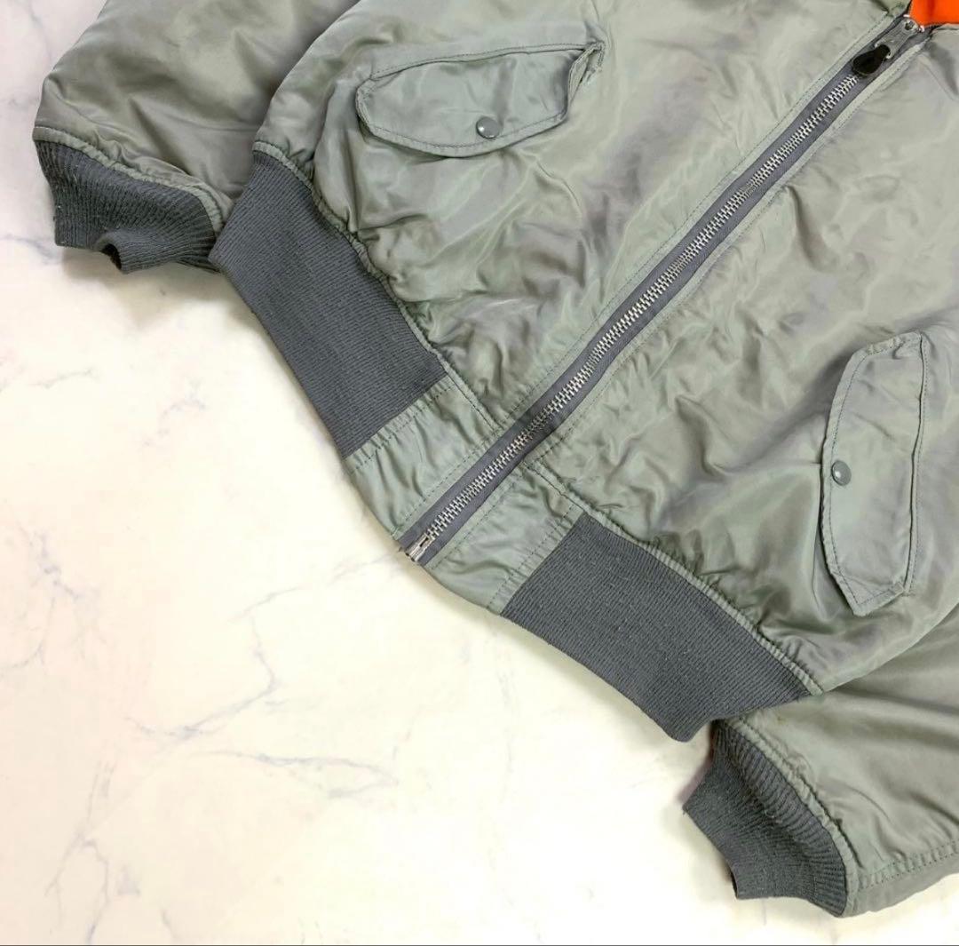 希少カラー★ 90s USA製 ALPHA MA-1 シルバー L　D335