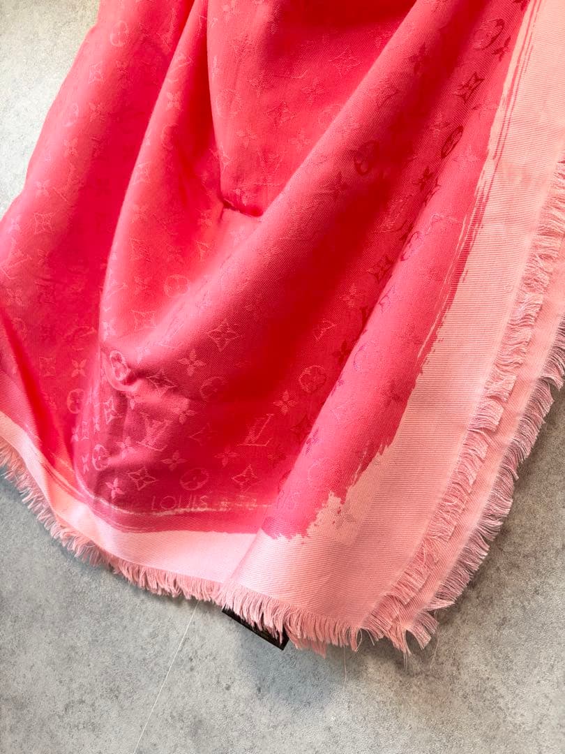 【LOUIS VUITTON】モノグラム 大判ショール ピンク 付属品完備