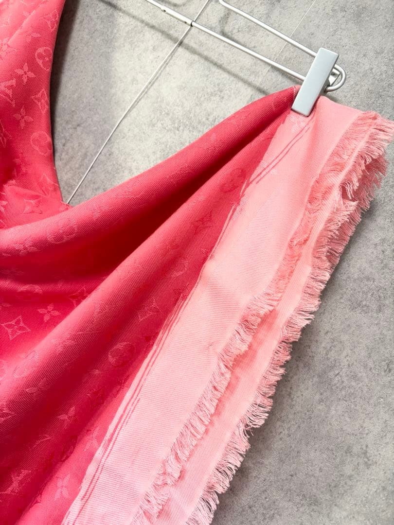 【LOUIS VUITTON】モノグラム 大判ショール ピンク 付属品完備