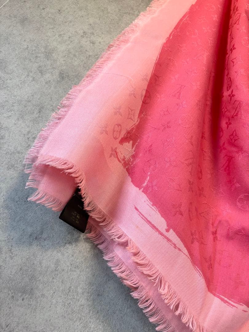 【LOUIS VUITTON】モノグラム 大判ショール ピンク 付属品完備