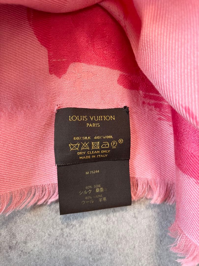 【LOUIS VUITTON】モノグラム 大判ショール ピンク 付属品完備