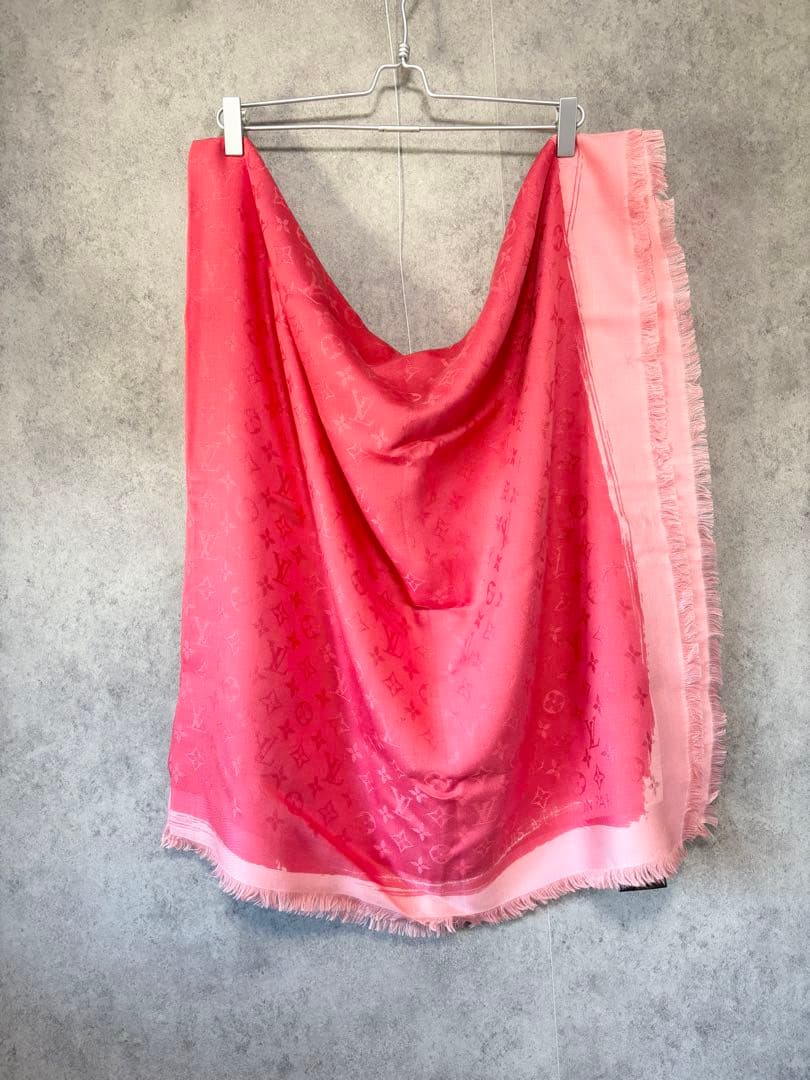【LOUIS VUITTON】モノグラム 大判ショール ピンク 付属品完備