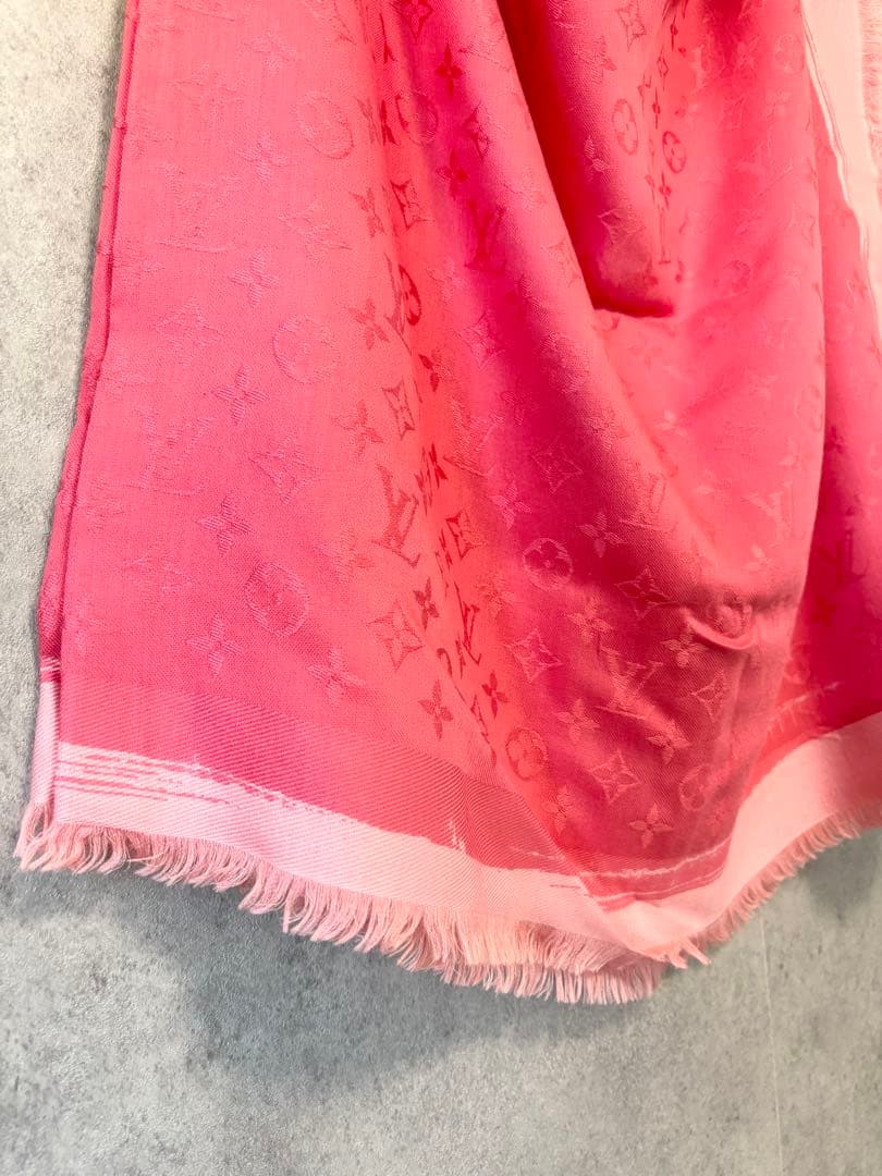 【LOUIS VUITTON】モノグラム 大判ショール ピンク 付属品完備