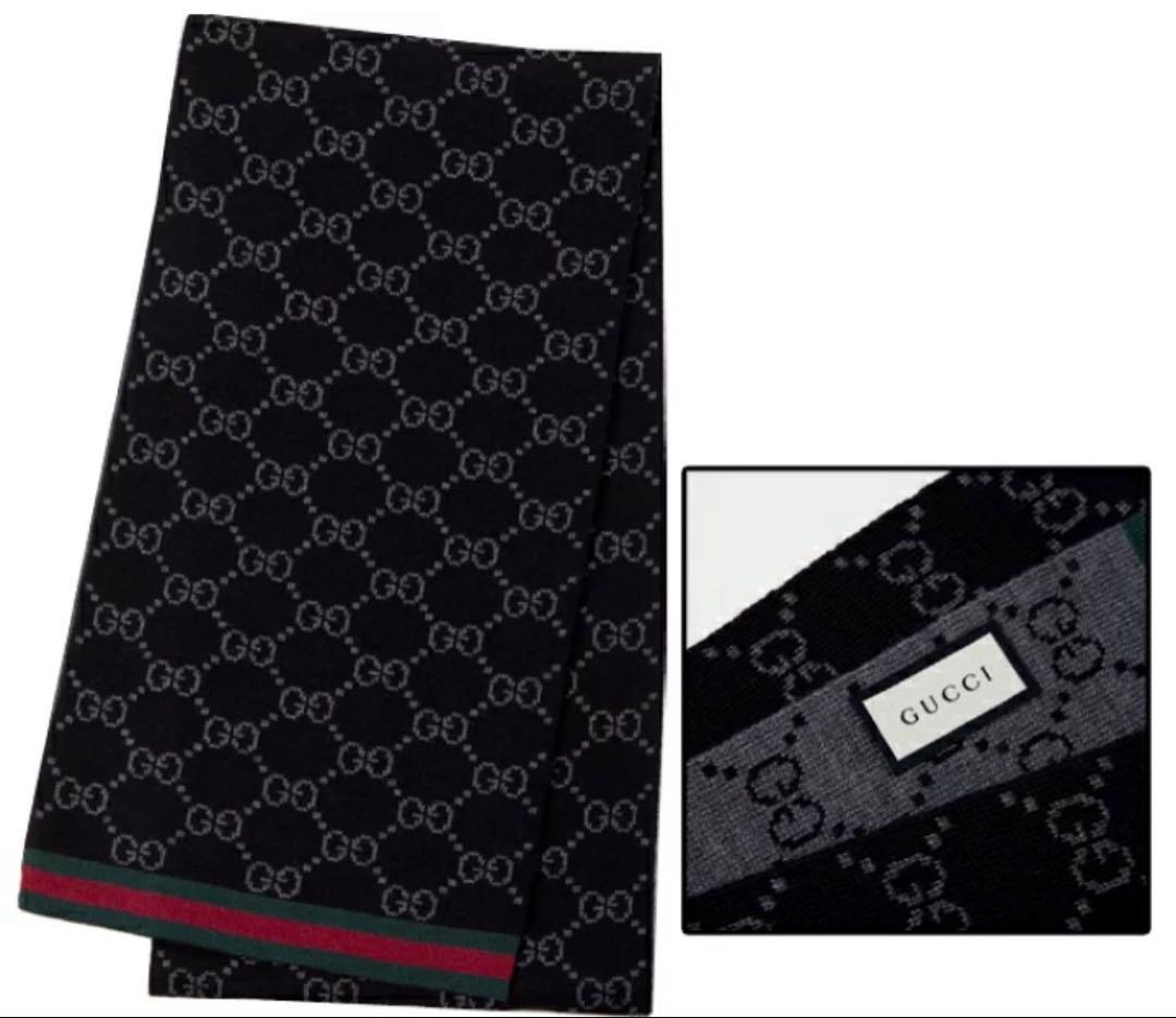 GUCCI GGロゴ ブラックマフラー