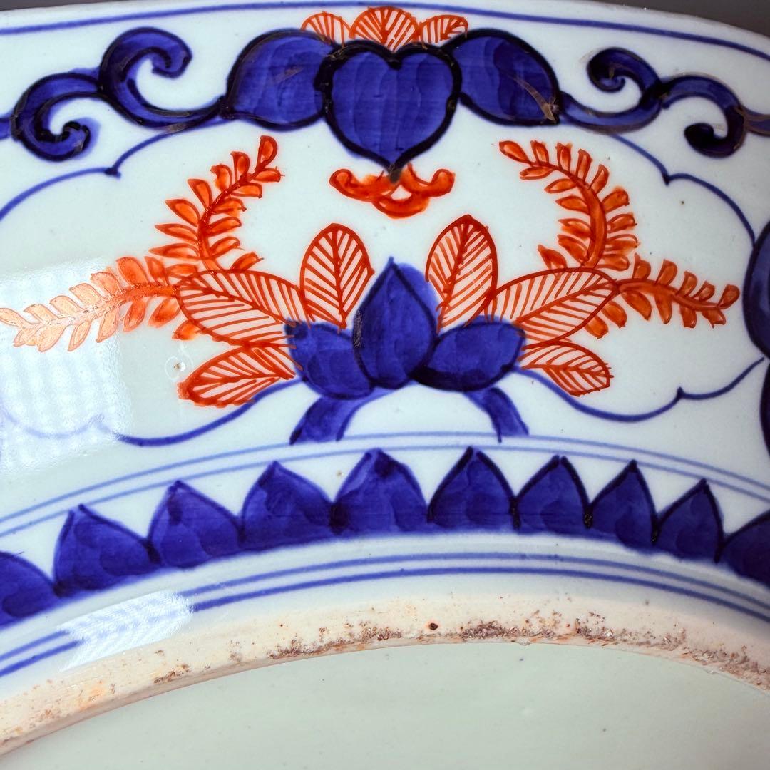 古伊万里　染錦　鳳凰　松竹梅　飛魚　千鳥　八角皿　冨貴長春　超細密技巧　46㎝