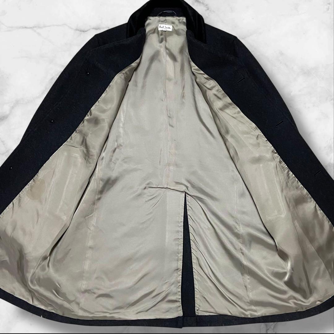 【美品】ポールスミス ベロア切り替え チェスターコート ブラック サイズL