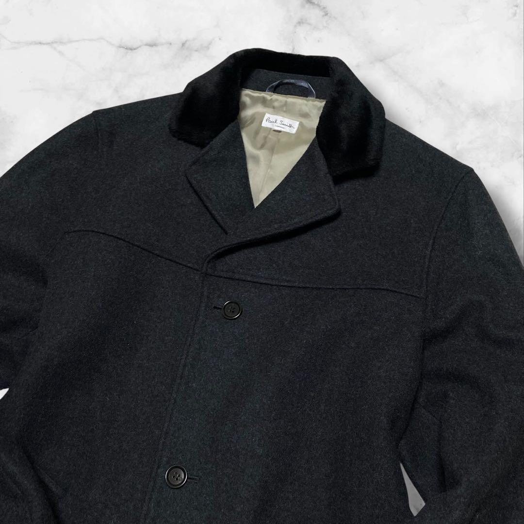 【美品】ポールスミス ベロア切り替え チェスターコート ブラック サイズL