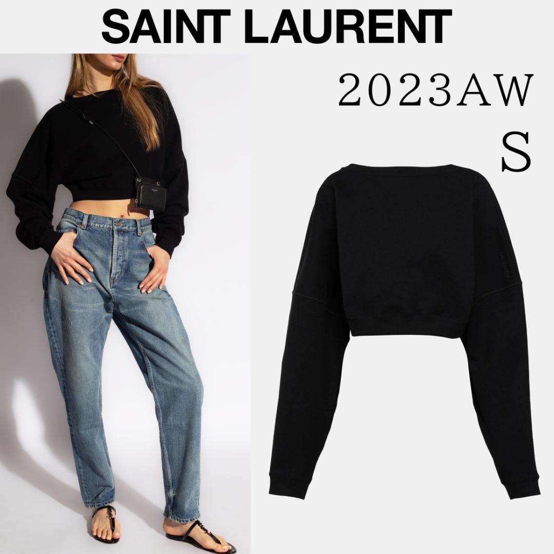 【2023AW】サンローラン クルーネック クロップド スウェットシャツ S
