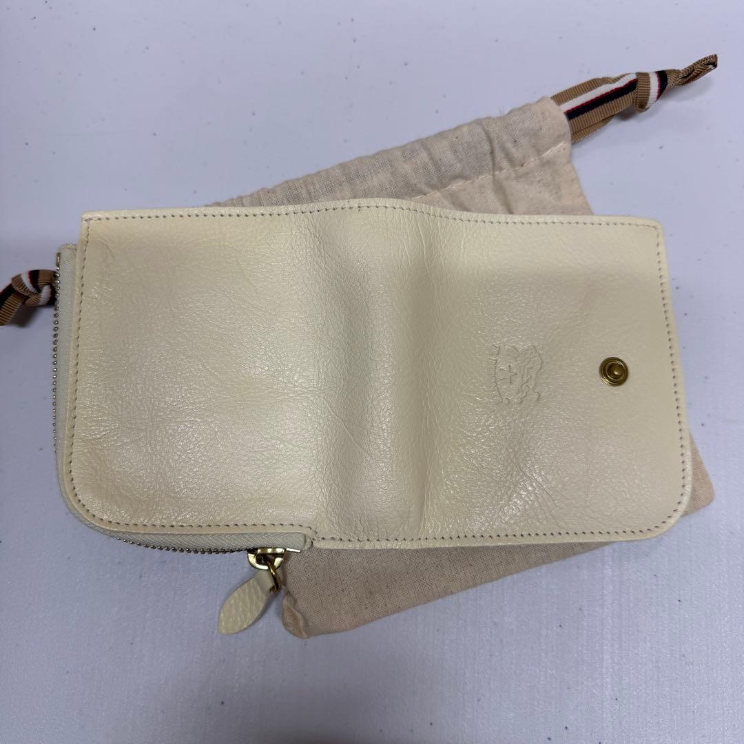 新品 イルビゾンテ 本革 ラウンド ウォレット 財布 L字 ホワイトミルク