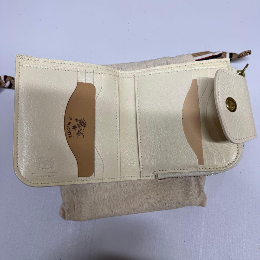 新品 イルビゾンテ 本革 ラウンド ウォレット 財布 L字 ホワイトミルク