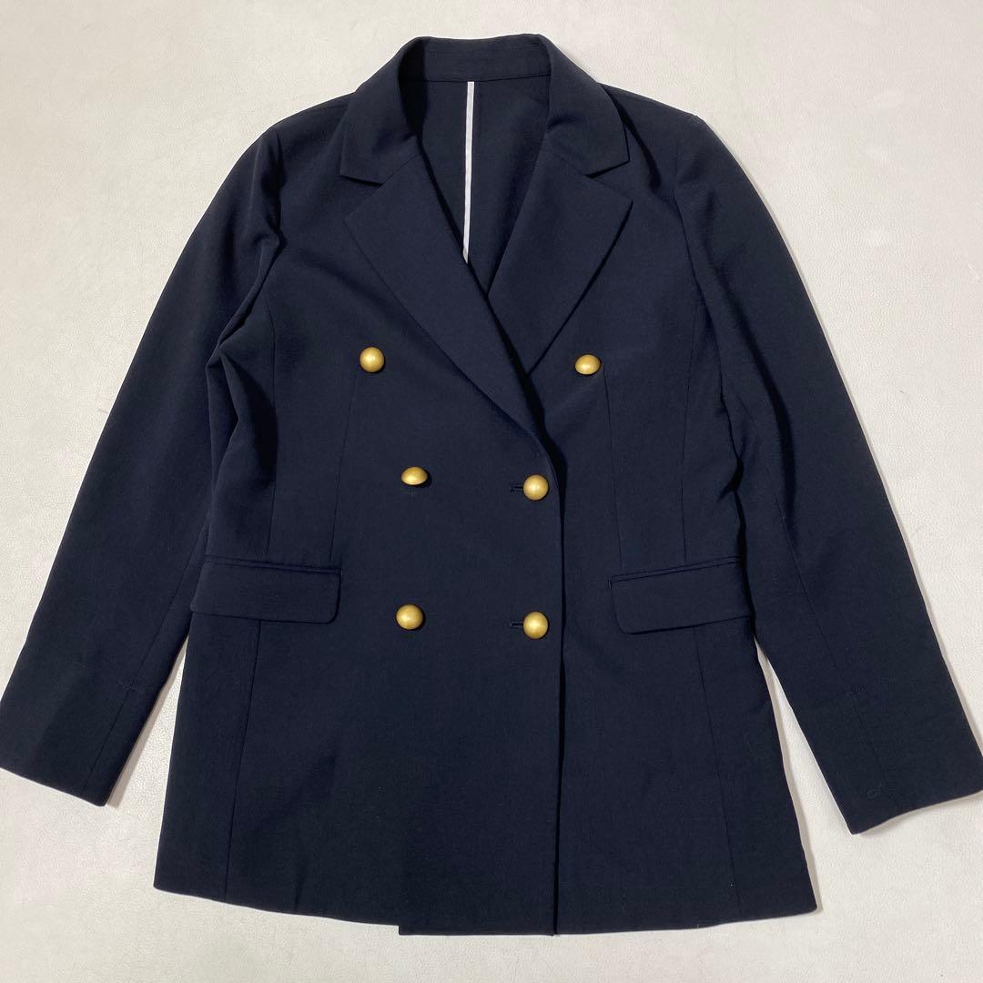 ⚫︎極美品 LES MUES ストレッチ トロピカルダブルブレストジャケット 紺