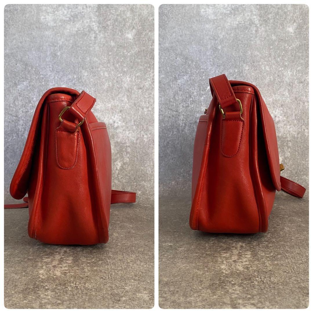 オールドコーチ　ターンロック　ショルダーバッグ　グラブタンレザー　レッド　赤