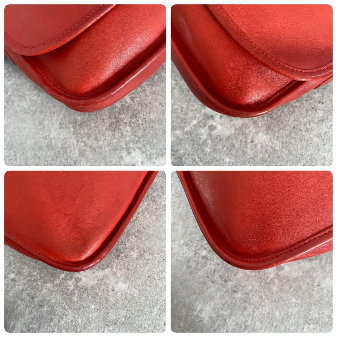 オールドコーチ　ターンロック　ショルダーバッグ　グラブタンレザー　レッド　赤