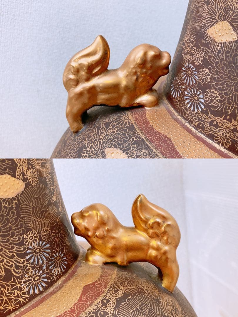 Y*a様 九谷焼 連山窯 飾り壺 高さ約53.5cm 花器 フラワーベース 花瓶