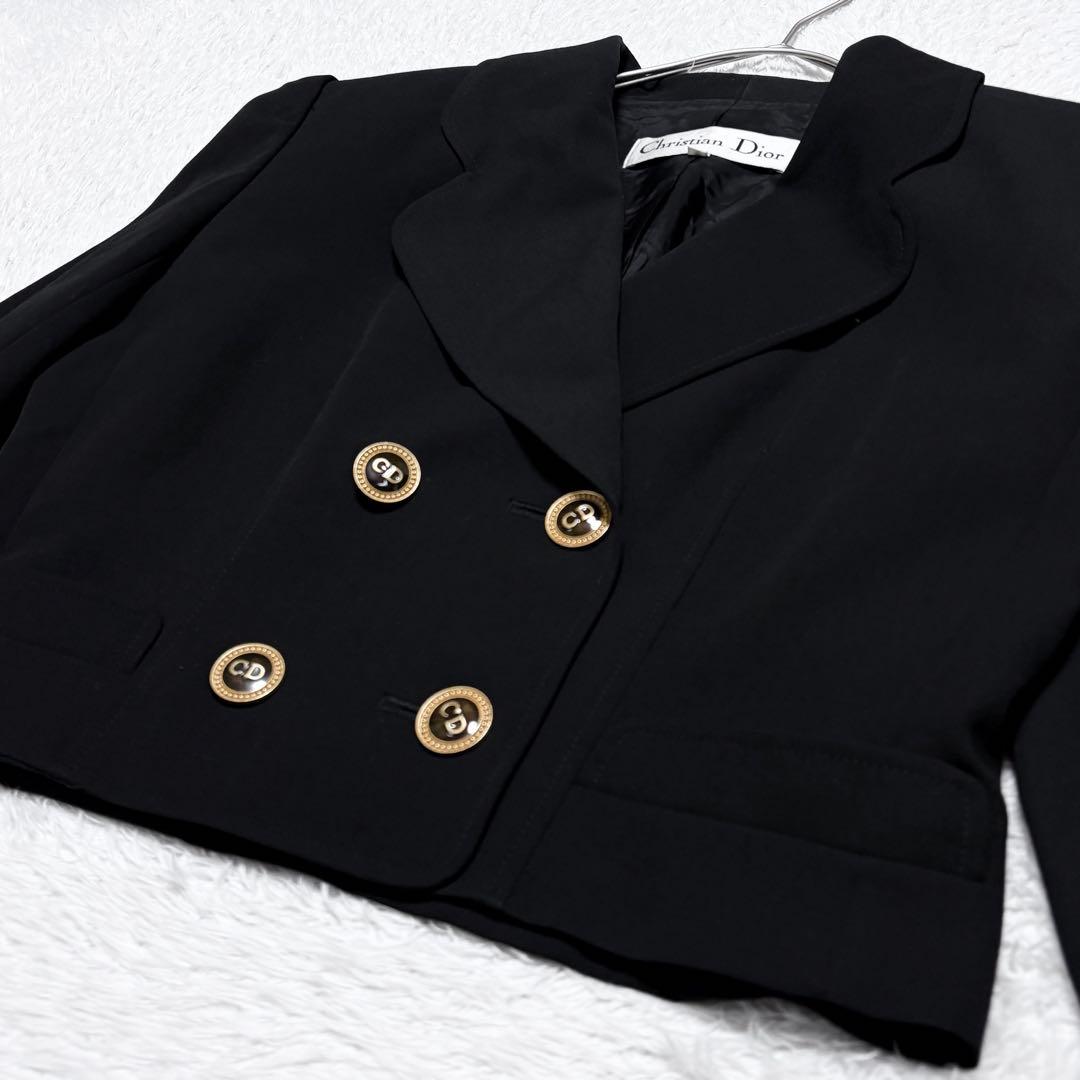 【美品】クリスチャンディオール 金ボタン ロゴ ショート ジャケット 上品 高級