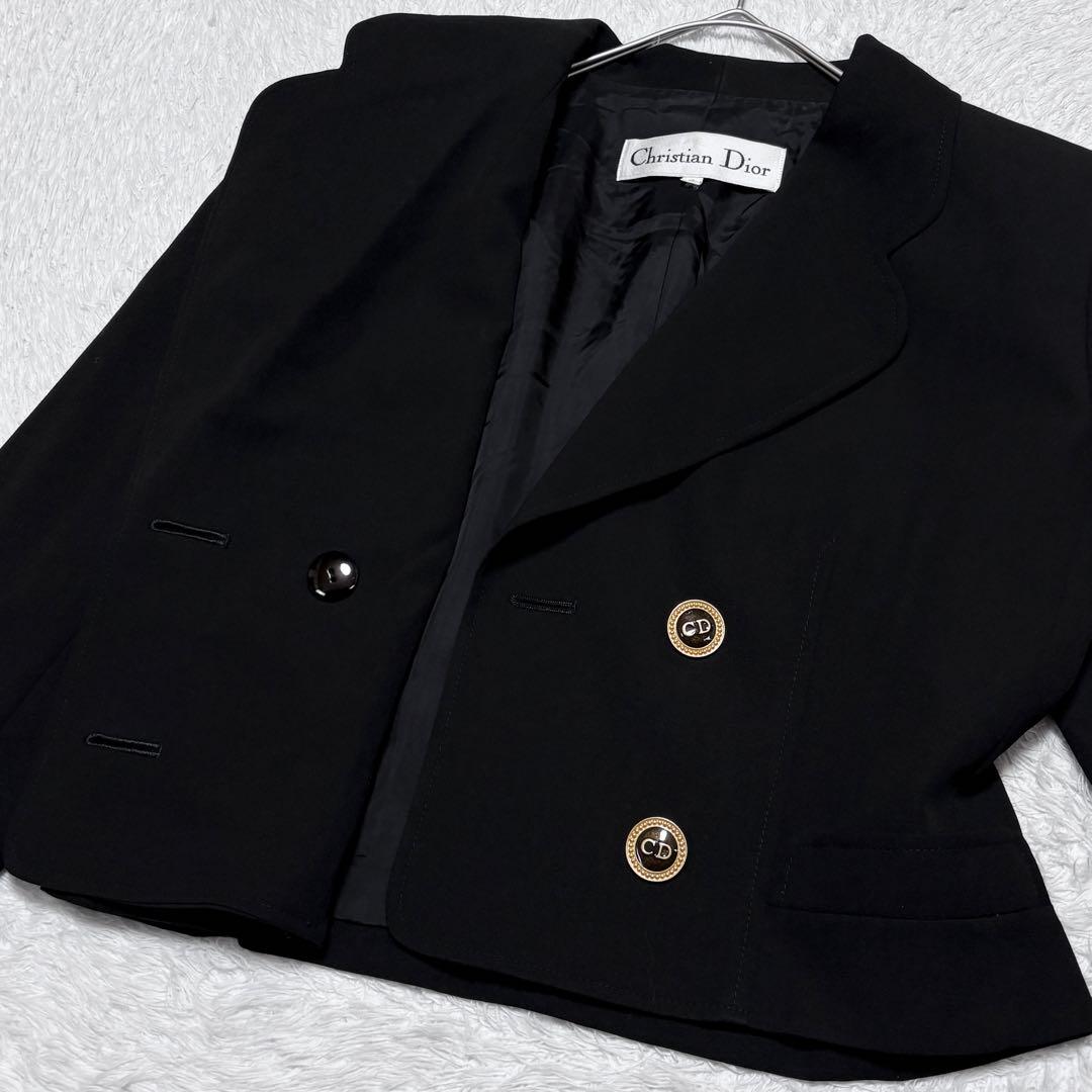 【美品】クリスチャンディオール 金ボタン ロゴ ショート ジャケット 上品 高級