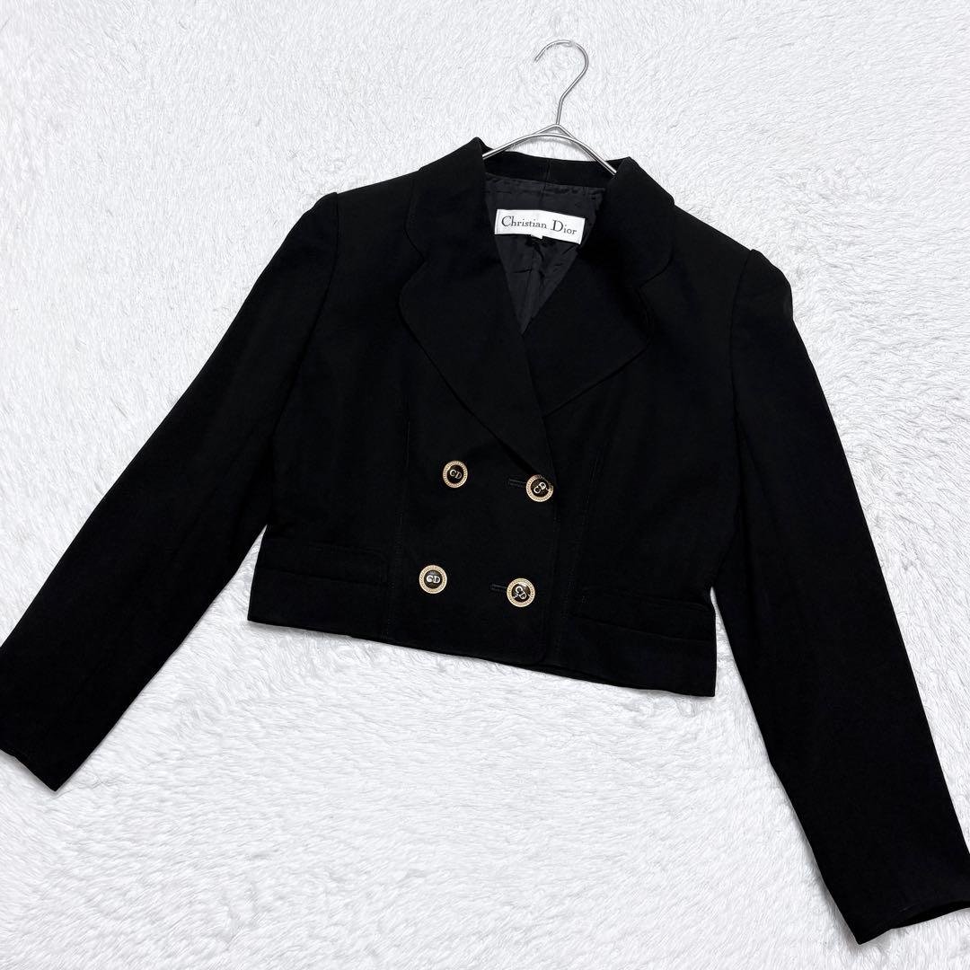 【美品】クリスチャンディオール 金ボタン ロゴ ショート ジャケット 上品 高級