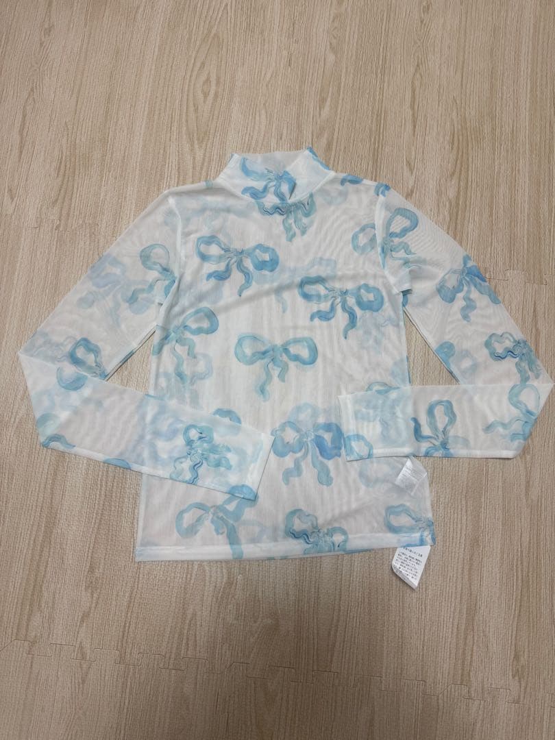 POPPY ベイビーブルーリボンシースルートップス