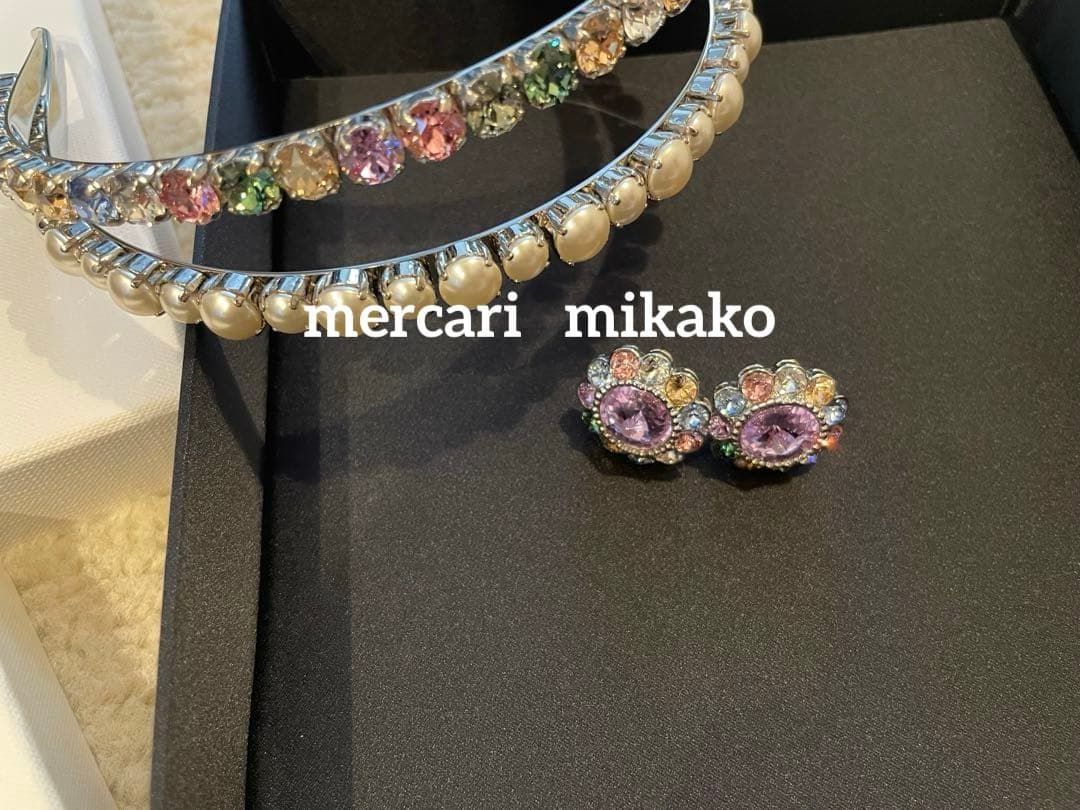 miumiu ミュウミュウ クリスタルとパールの2連　カチューシャ＆ イヤリング
