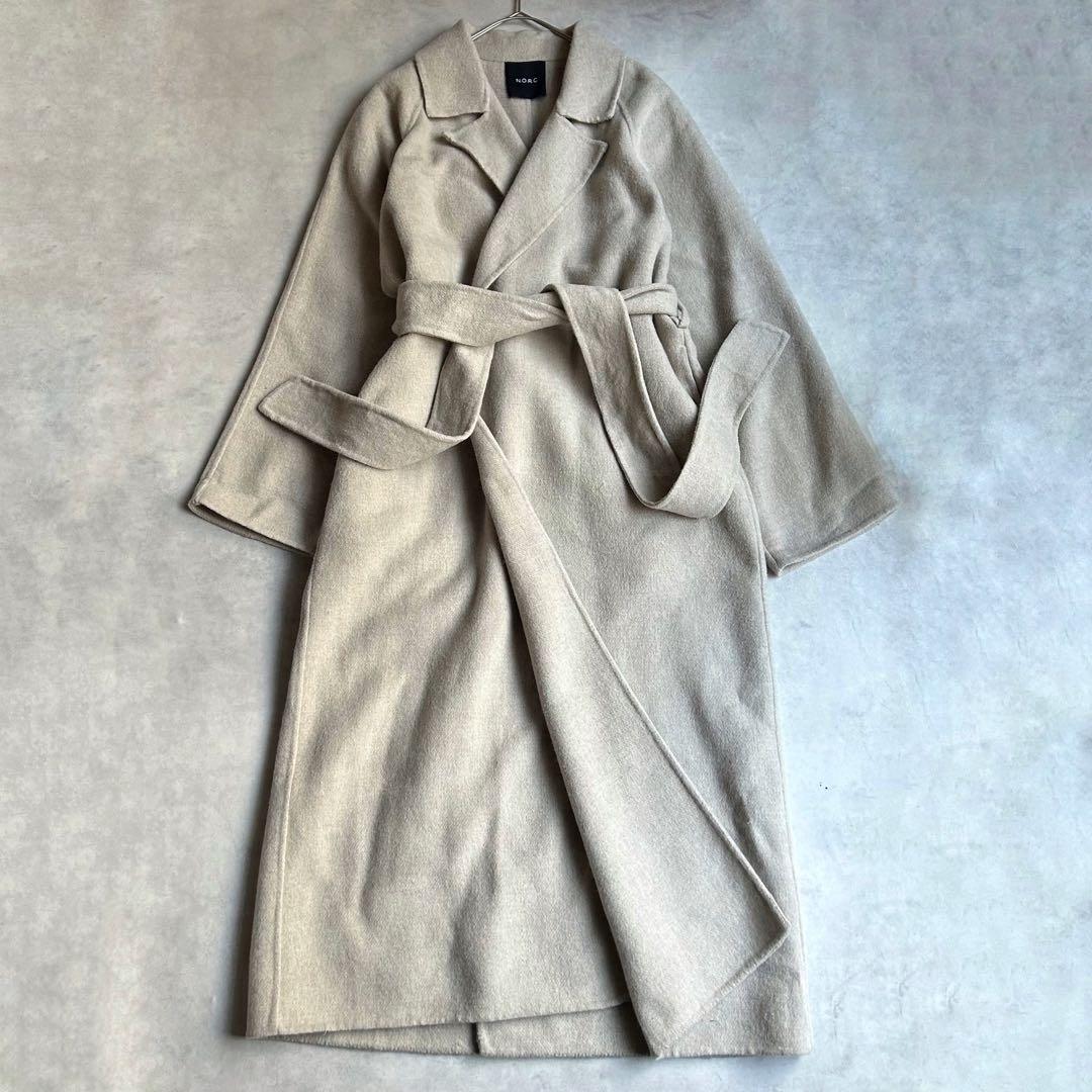 定番✨ノーク ウールリバーコート マキシ丈 ベルト Aライン ベージュ