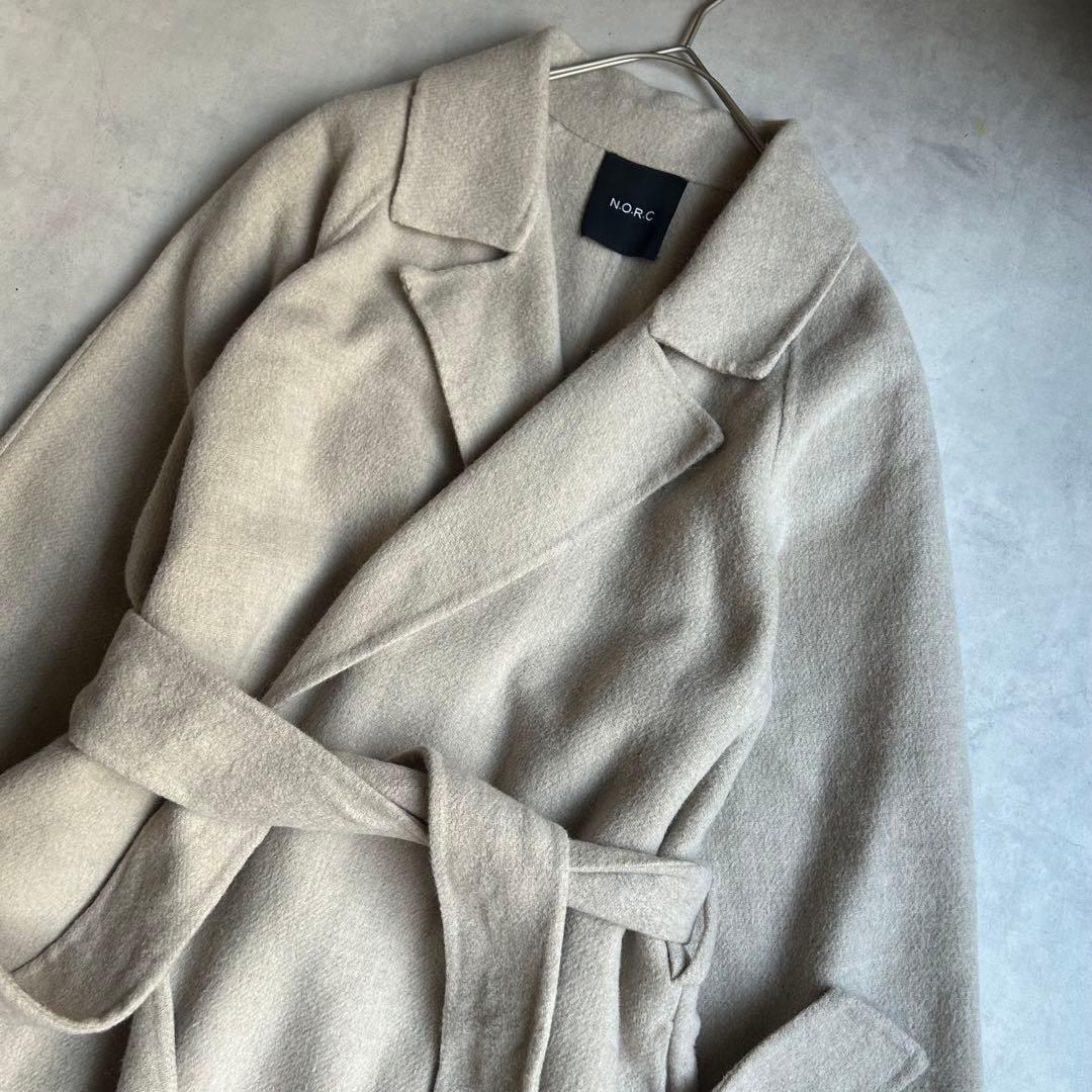 定番✨ノーク ウールリバーコート マキシ丈 ベルト Aライン ベージュ